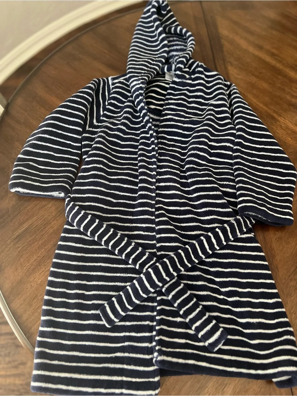 Tucker + Tate Navy and White Striped Hooded  Robe